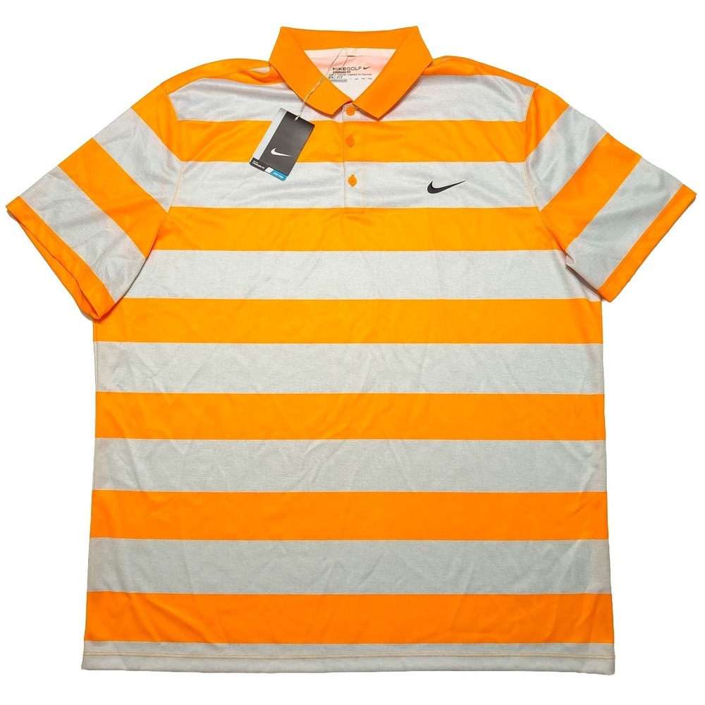 NIKE GOLF Victory Stripe Polo Shirt 725516 Orange XXL 2XL ~ New